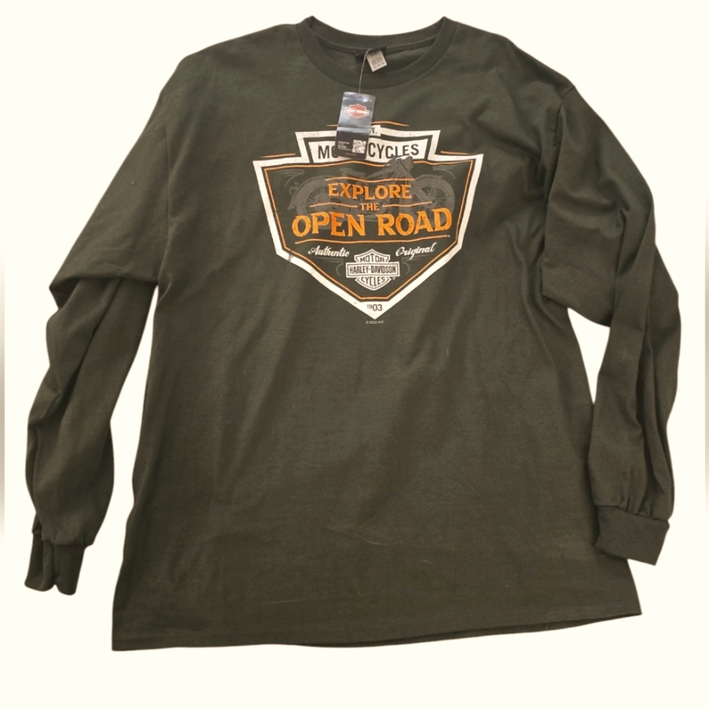 NWT Harley Davidson Green Long Sleeve Shirt XL MENS